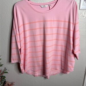 Vineyard Vines Pink and Peach Striped Long Sleeve Tee